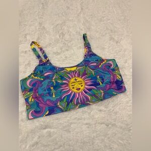 New 1x purple sun moon crop tank top festival rave raver boho outfit